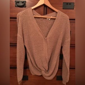 Mine, Size Small, Brown/Tan Tuck Front Waffle Knit Sweater